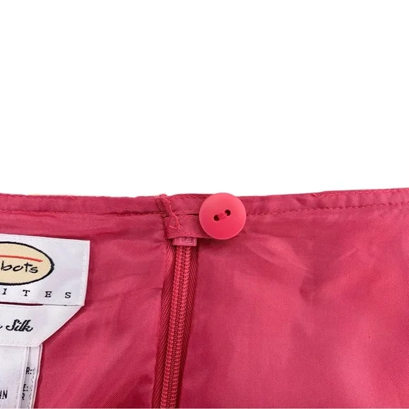 Talbots Pure Silk Faux Wrap Skirt 12 Petite Pink VTG 90s Hawaiian - Picture 13 of 16